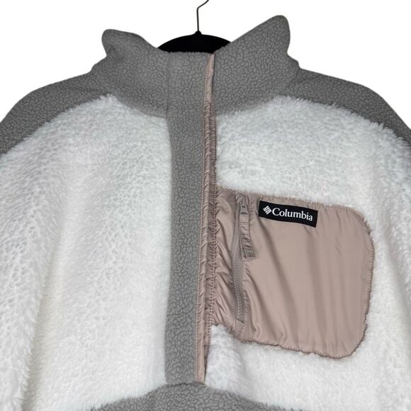 Columbia Lodge Sherpa Jacket Gray, White, & Beige Color-block Fleece Size XXL - Picture 3 of 12
